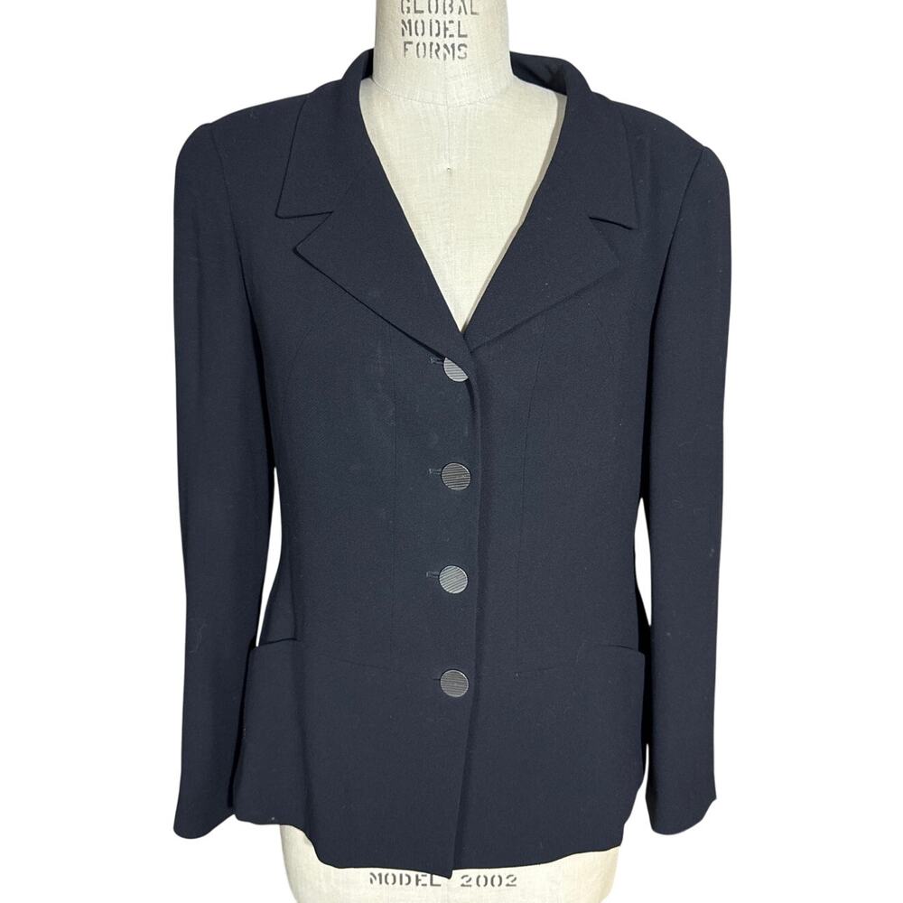 Vintage Chanel Single Breasted Fitted Wool Blazer in Black Size 44